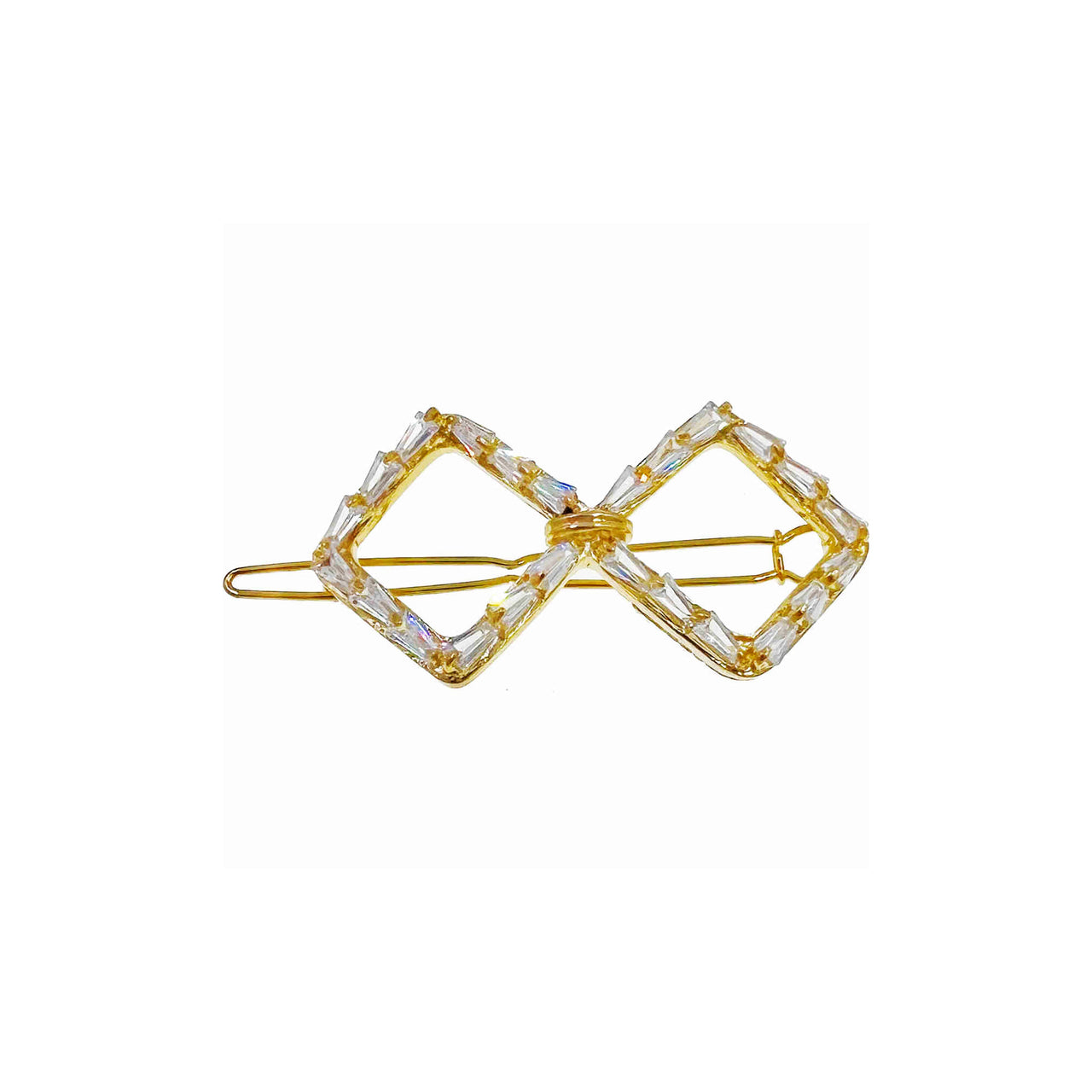 Amorette Fabien Gold Bow Hair Clip Cubic Zirconia Crystals D10