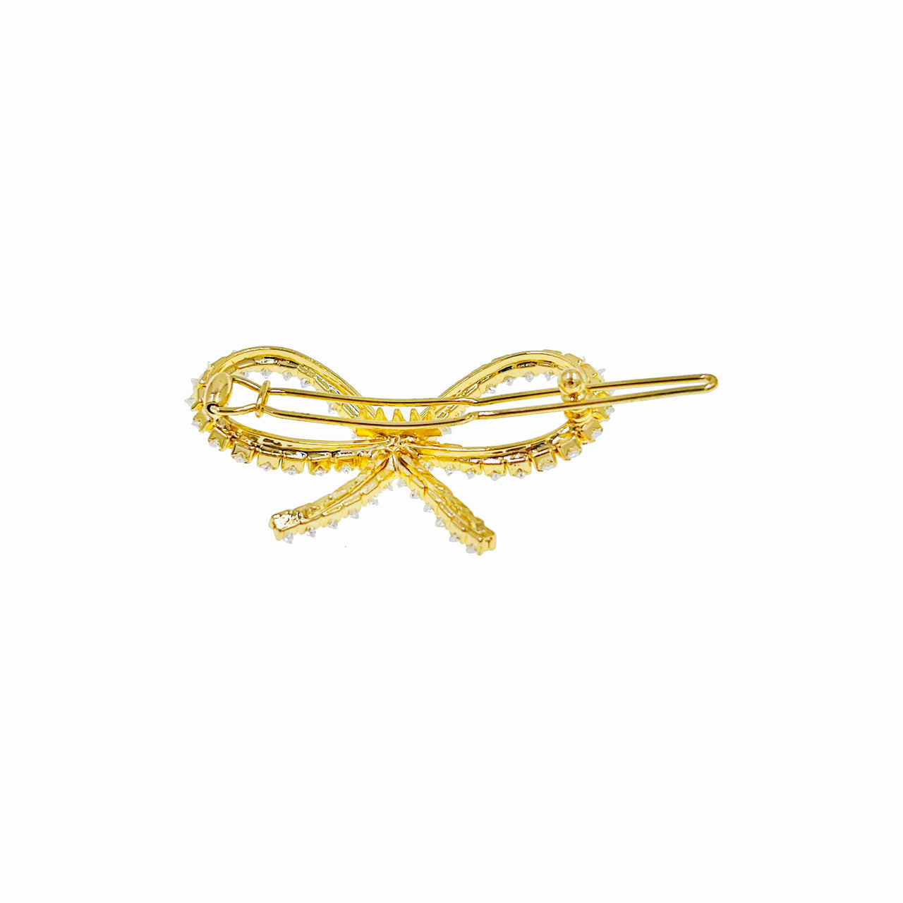 Amorette Fabien Gold Bow Hair Clip Cubic Zirconia Crystals D15