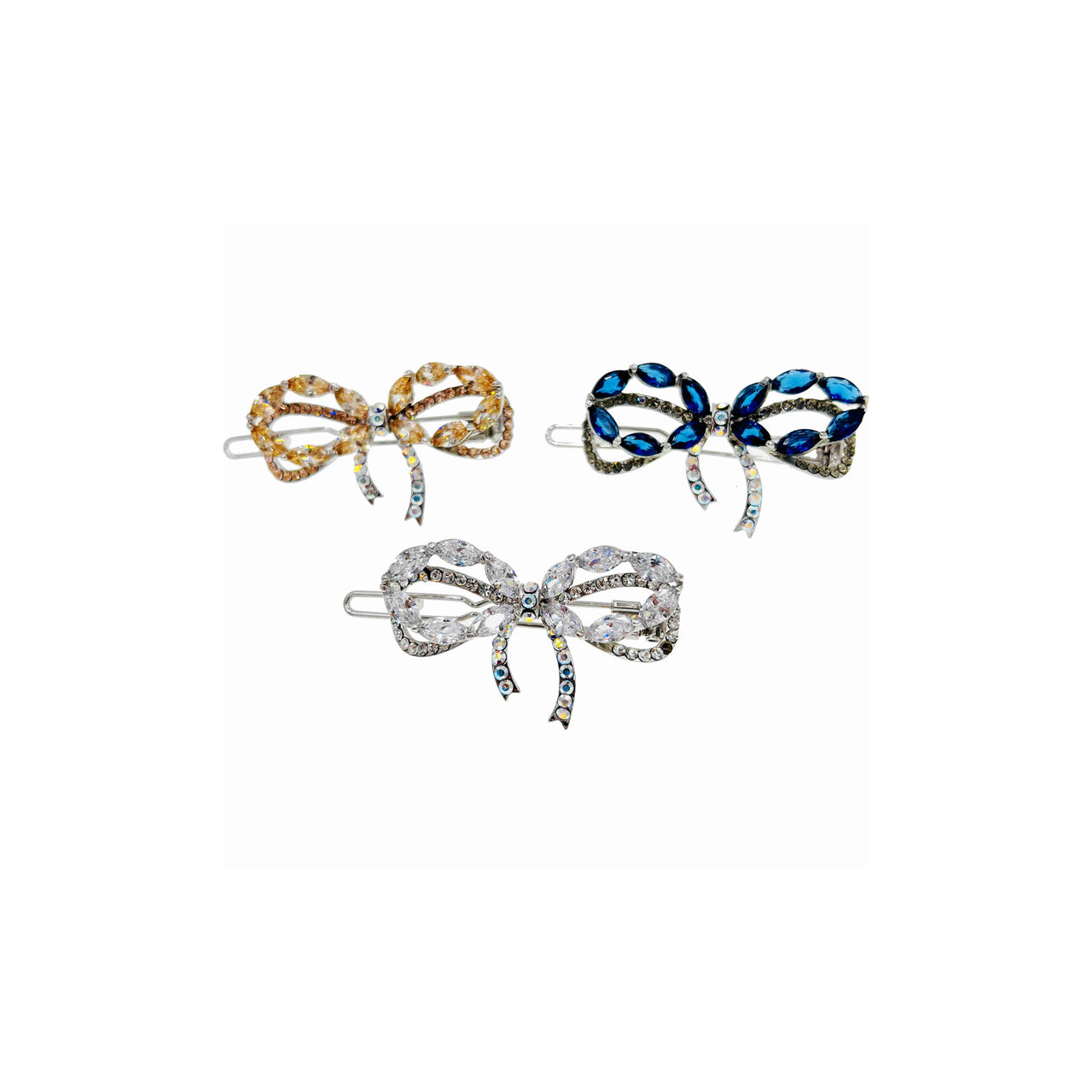 Amorette Fabien Bow Hair Clip Cubic Zirconia Crystals D16