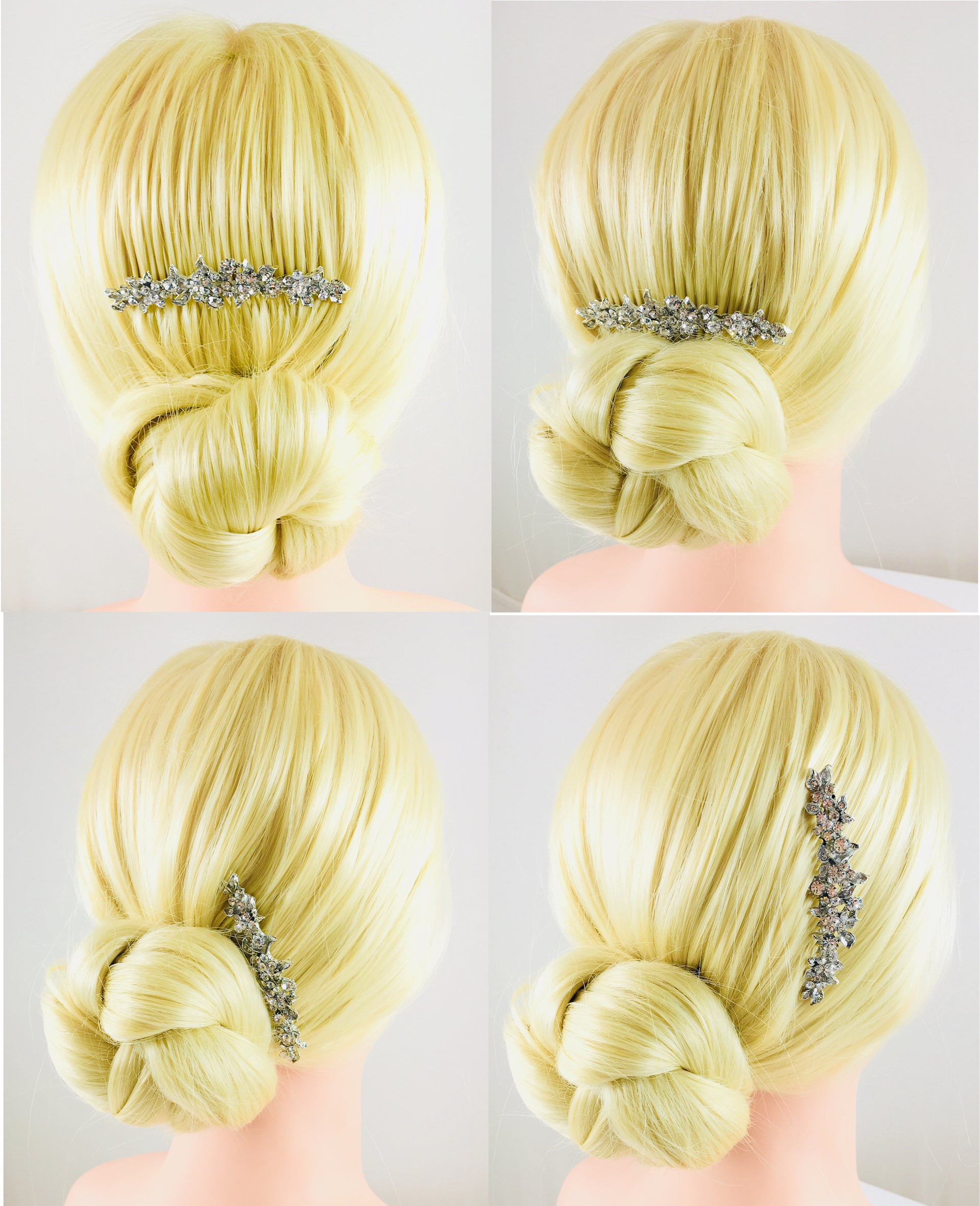 Gypsophila Flower Cluster Hair Comb Swarovski Crystal Vintage Simple gold base AB, Hair Comb - MOGHANT