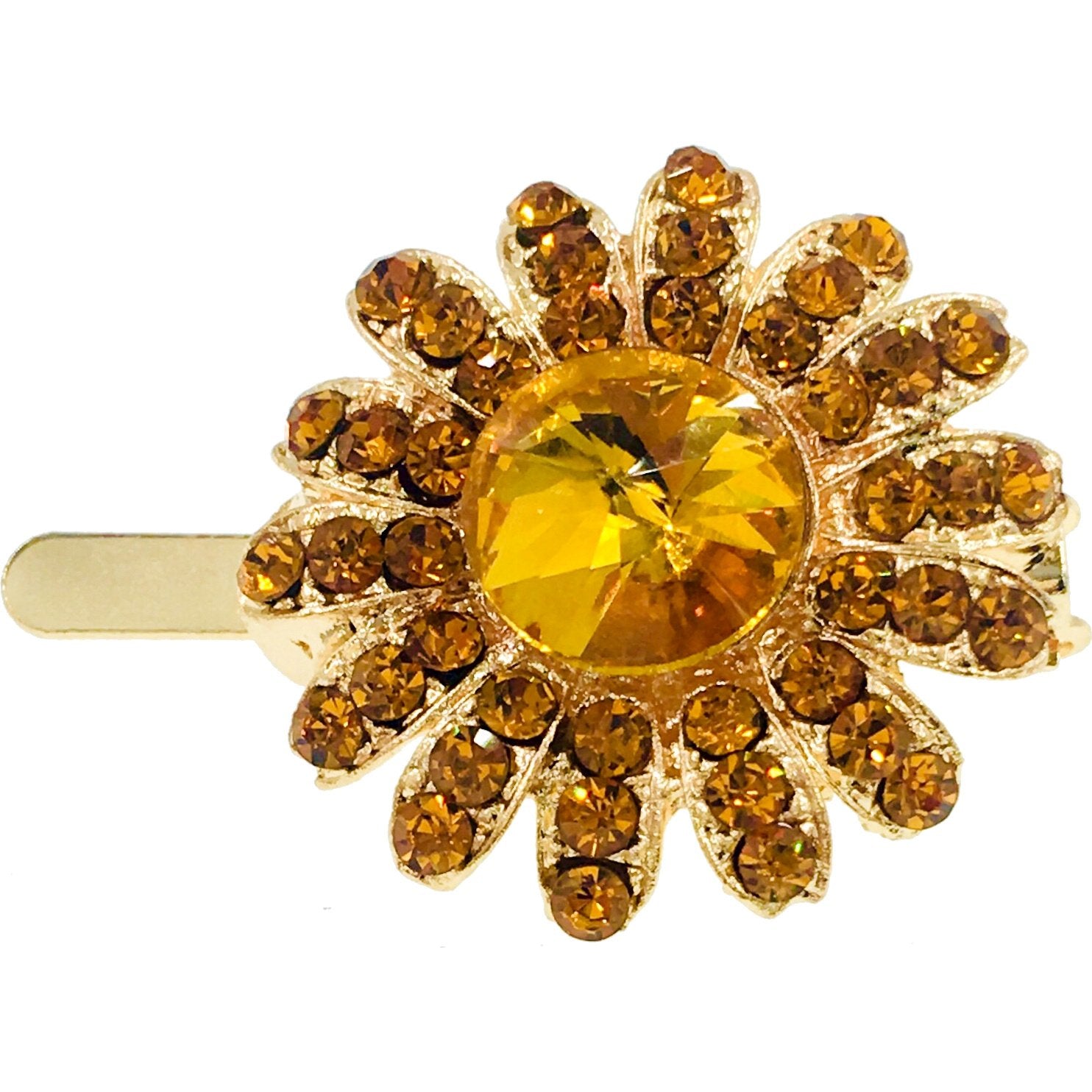 Daisy Flower Magnetic Hair Clip use Rhinestone Crystal gold base, Magnetic Clip - MOGHANT