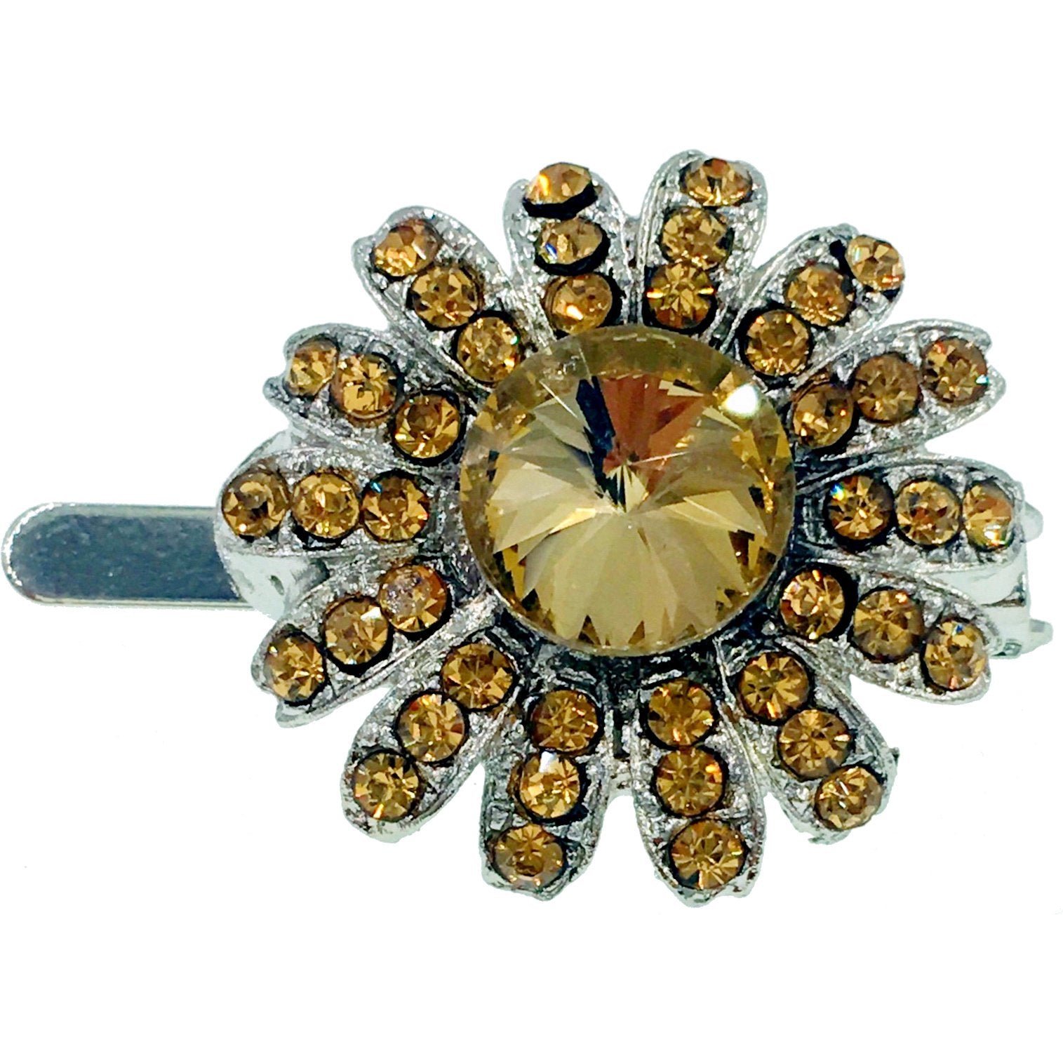 Daisy Flower Magnetic Hair Clip use Rhinestone Crystal silver base, Magnetic Clip - MOGHANT