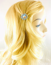 Daisy Flower Magnetic Hair Clip use Rhinestone Crystal silver base, Magnetic Clip - MOGHANT