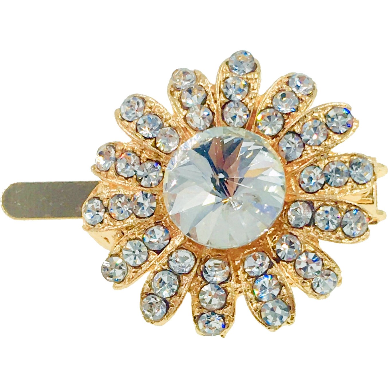 Daisy Flower Magnetic Hair Clip use Rhinestone Crystal gold base, Magnetic Clip - MOGHANT