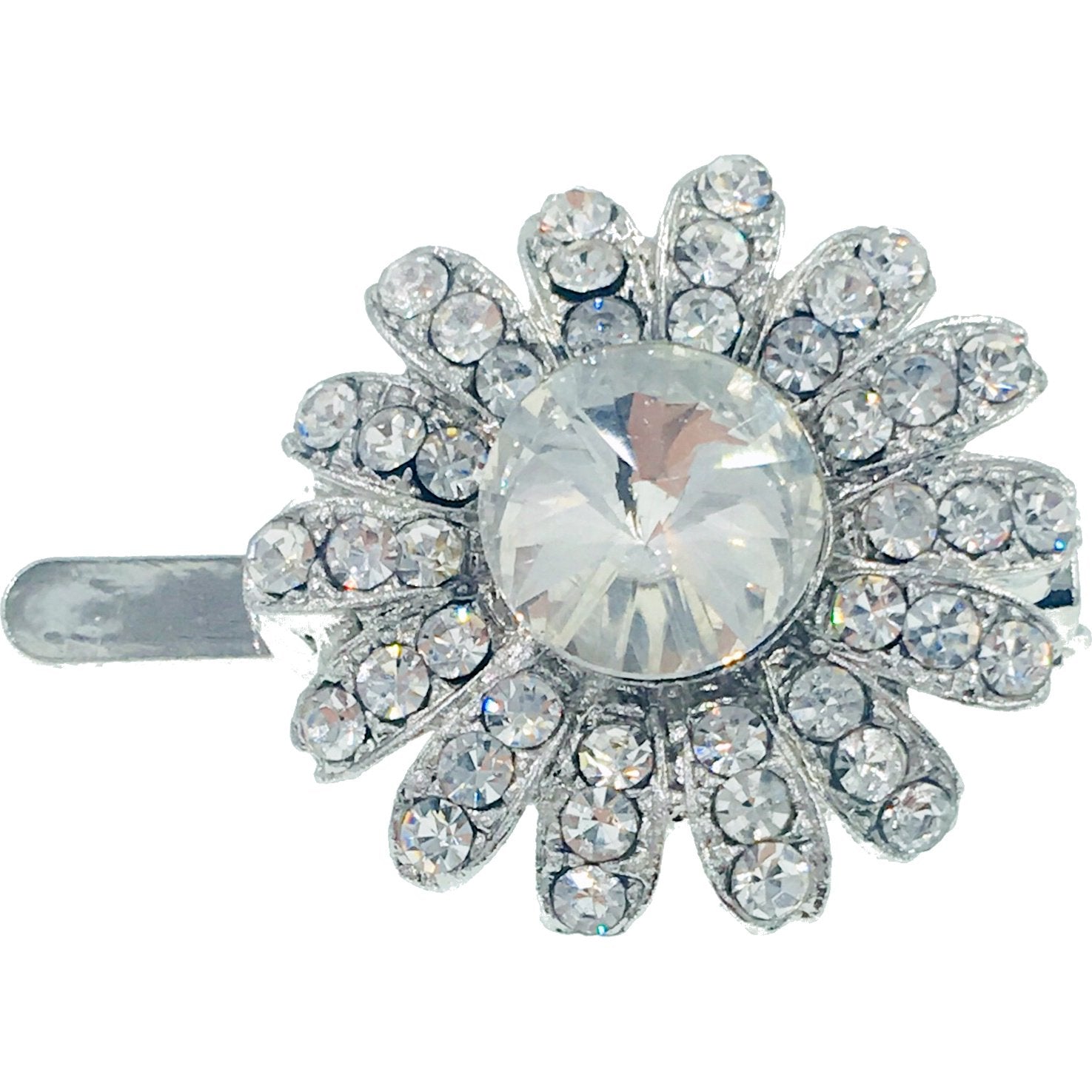 Daisy Flower Magnetic Hair Clip use Rhinestone Crystal silver base, Magnetic Clip - MOGHANT