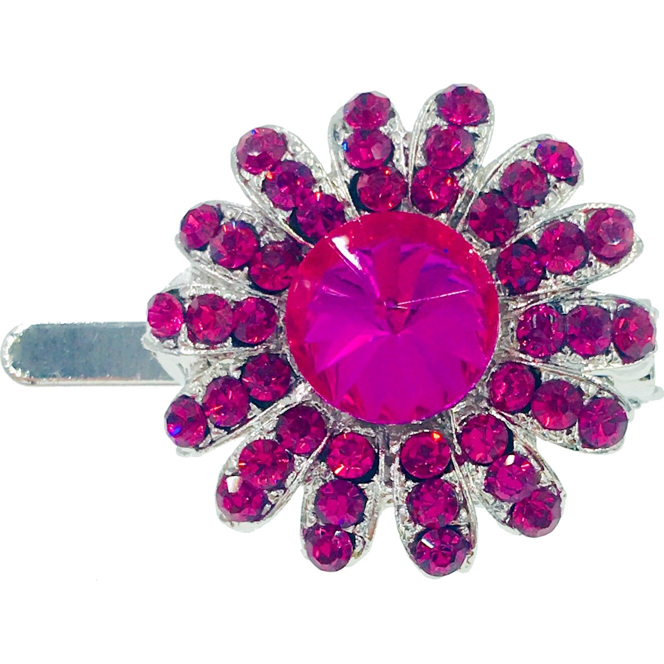 Daisy Flower Magnetic Hair Clip use Rhinestone Crystal silver base, Magnetic Clip - MOGHANT