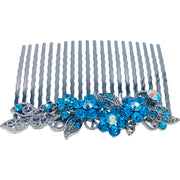 Annette Flowers Hair Comb Rhinestone Crystal Metallic Black base, Hair Comb - MOGHANT