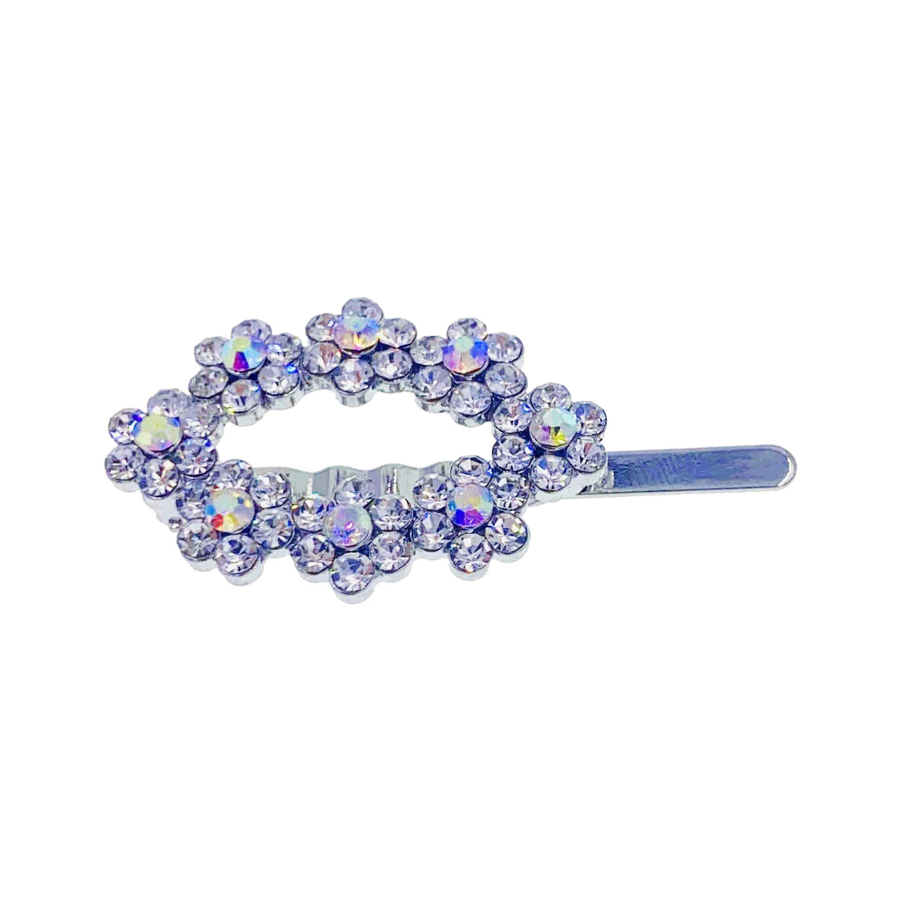 Mandy Ellipse Flowers Crystal Magnetic Barrette Hair Clip Hairpin Geo