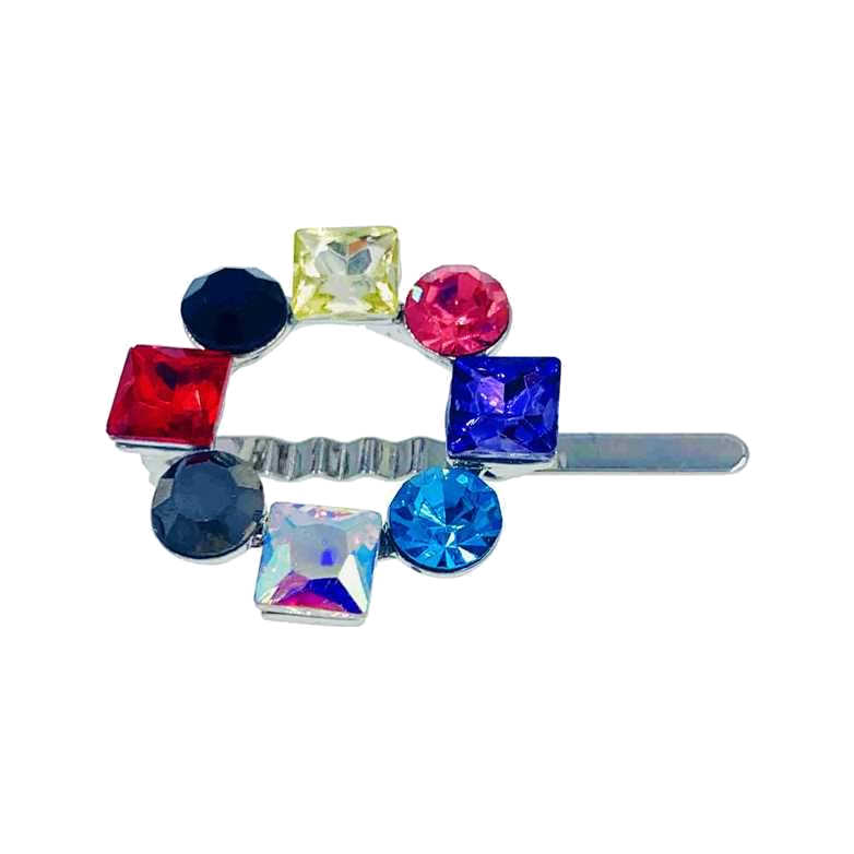Mandy Circle Crystal Magnetic Barrette Hair Clip Geo Collection