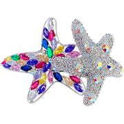 Asterina Duo Starfish Sea Star Barrette use Swarovski Crystal silver base, Barrette - MOGHANT