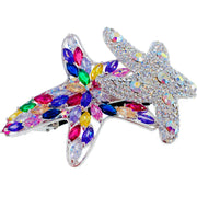 Asterina Duo Starfish Sea Star Barrette use Swarovski Crystal silver base, Barrette - MOGHANT