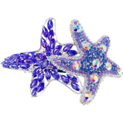 Asterina Duo Starfish Sea Star Barrette use Swarovski Crystal silver base, Barrette - MOGHANT