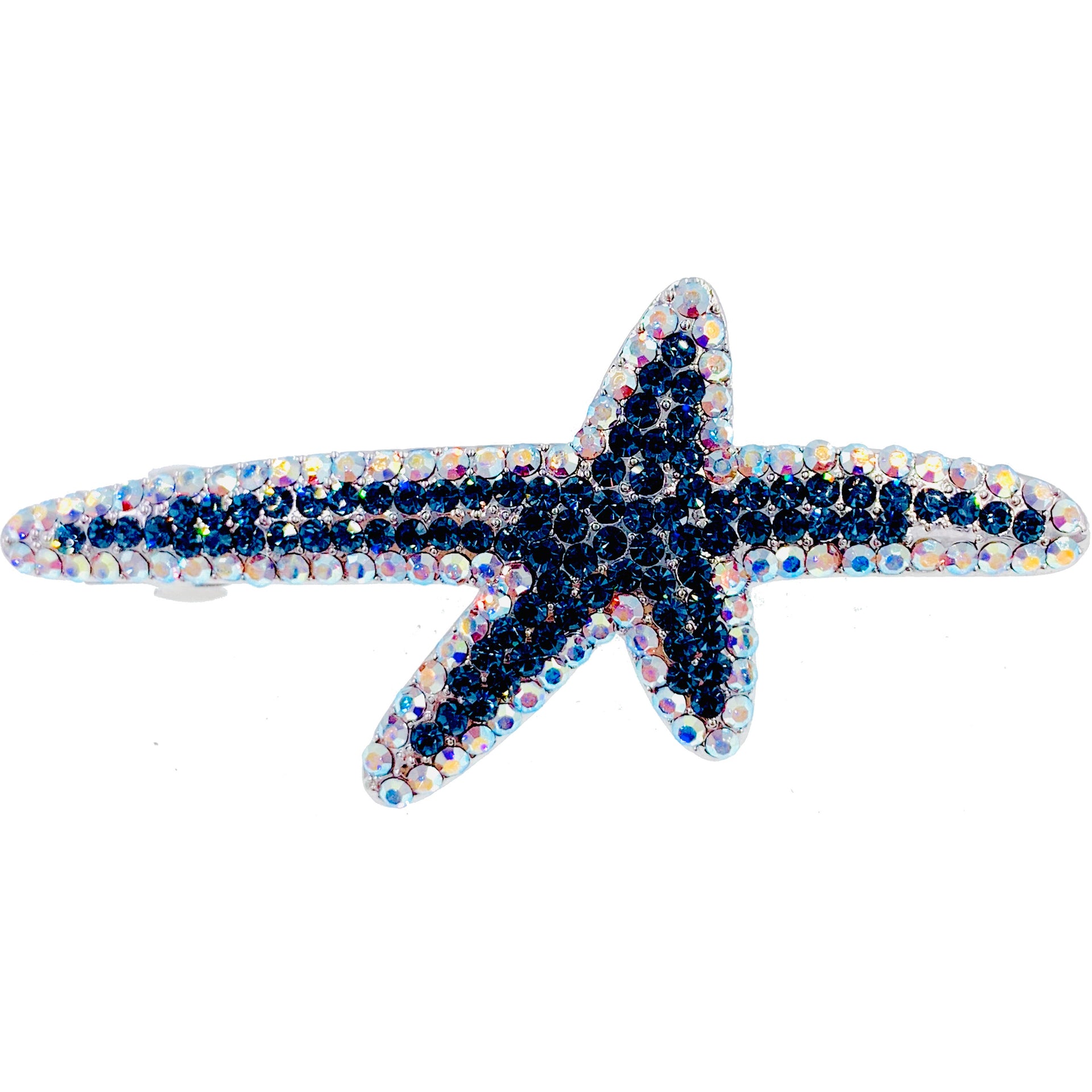 Astropecten Starfish Sea Star Barrette use Swarovski Crystal silver base Purple Blue Pink Clear Amber Brown, Barrette - MOGHANT