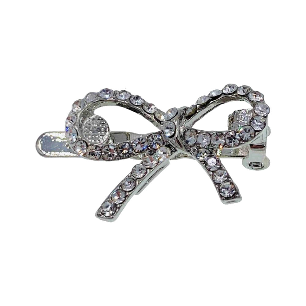 Genevieve Bow Magnetic Barrette Hair Clip Rhinestone Crystal Hairpin