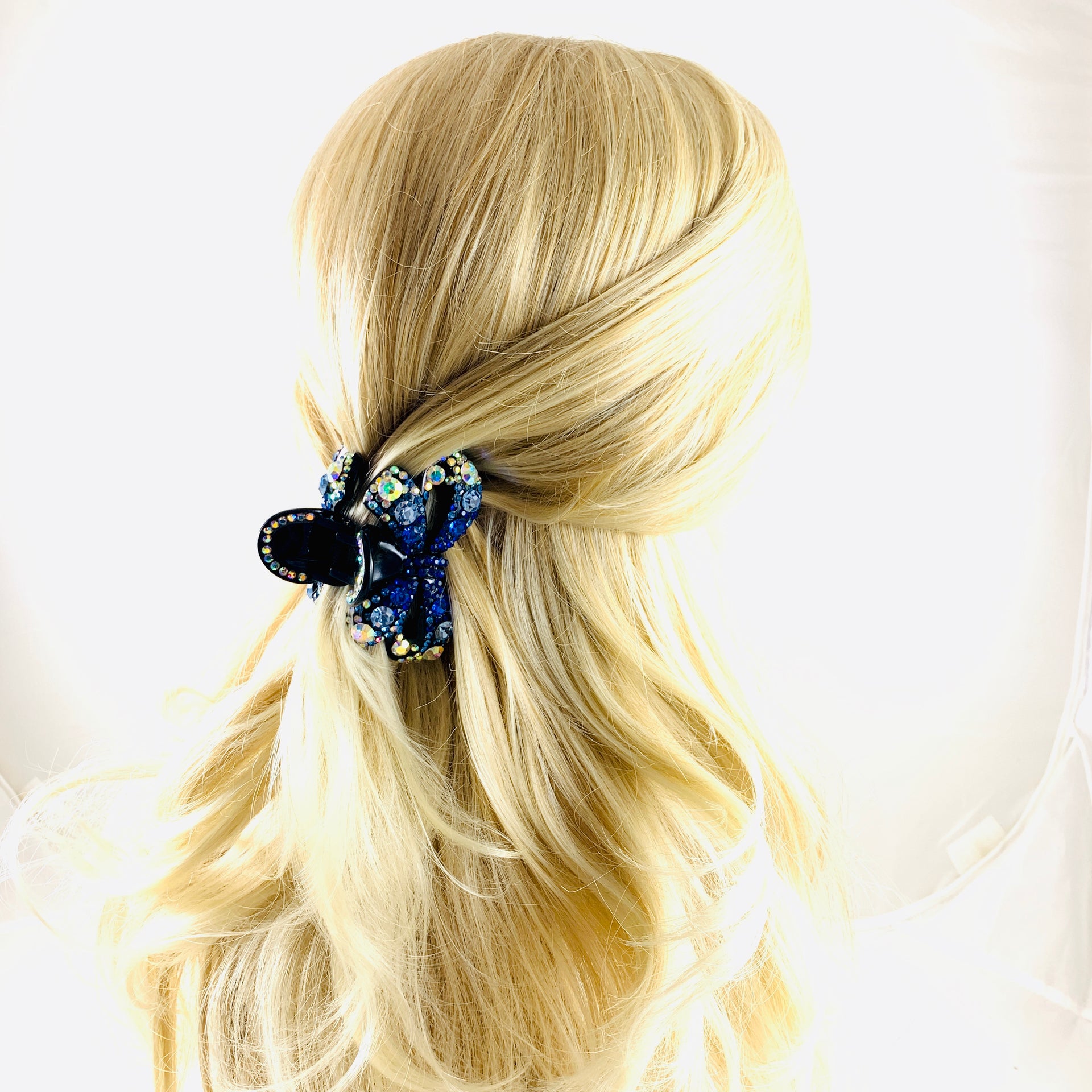 Elma Handmade Acrylic Bow Hair Claw JAW Rhinestone Crystal Hairpin, Hair Claw - MOGHANT