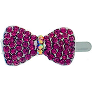 Bow Knot Magnetic Hair Clip Rhinestone Crystal silver base AB Pink Purple Red Blue Green Black Brown Clear, Magnetic Clip - MOGHANT