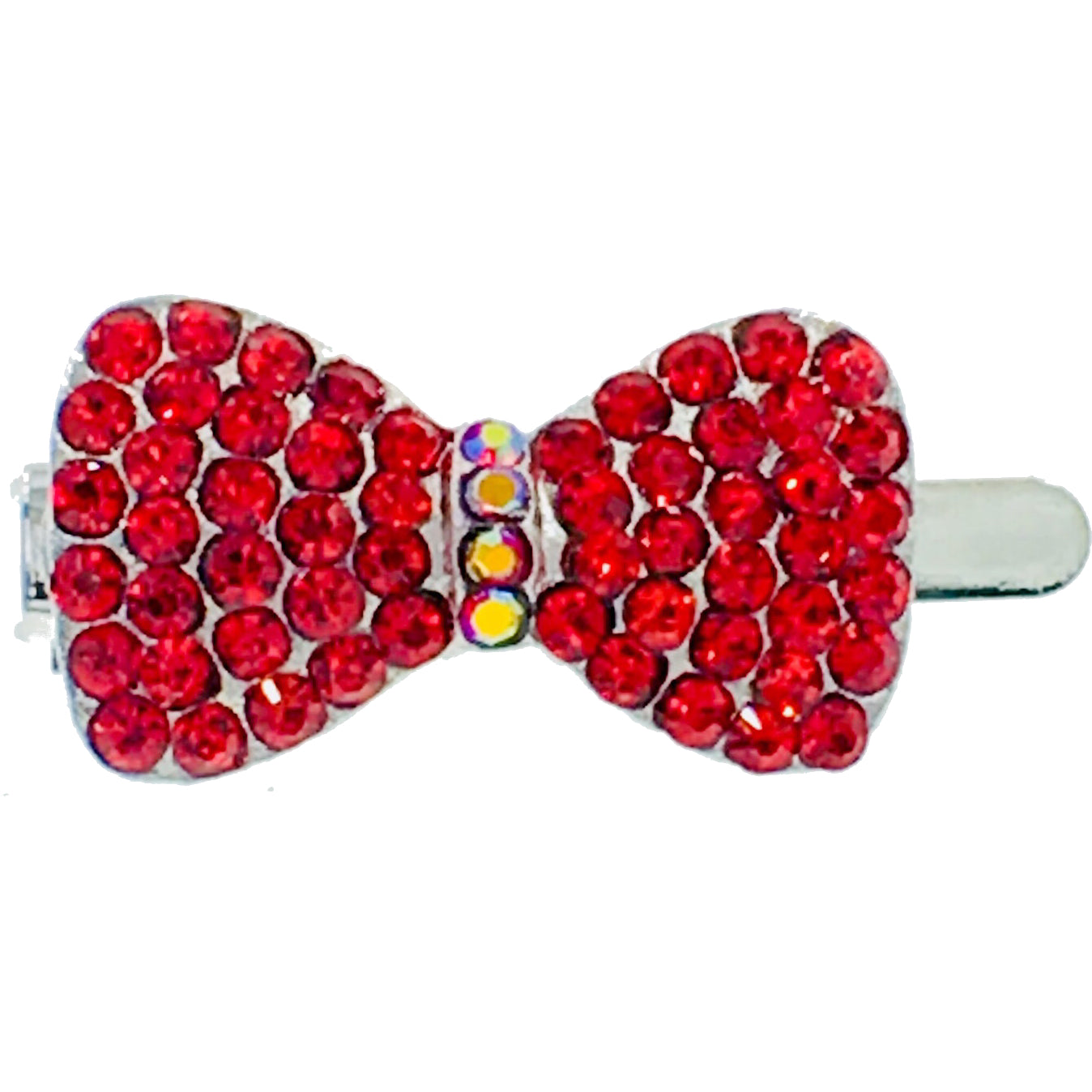 Bow Knot Magnetic Hair Clip Rhinestone Crystal silver base AB Pink Purple Red Blue Green Black Brown Clear, Magnetic Clip - MOGHANT