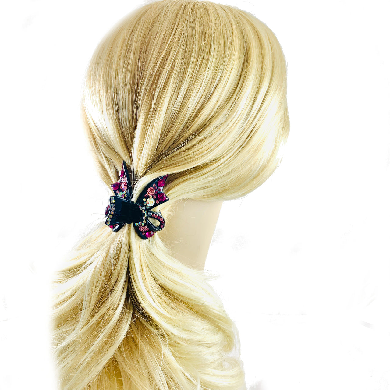 Bathylle Bow Handmade  Acrylic Hair Claw JAW Clip Rhinestone Crystal Hairpin, Hair Claw - MOGHANT
