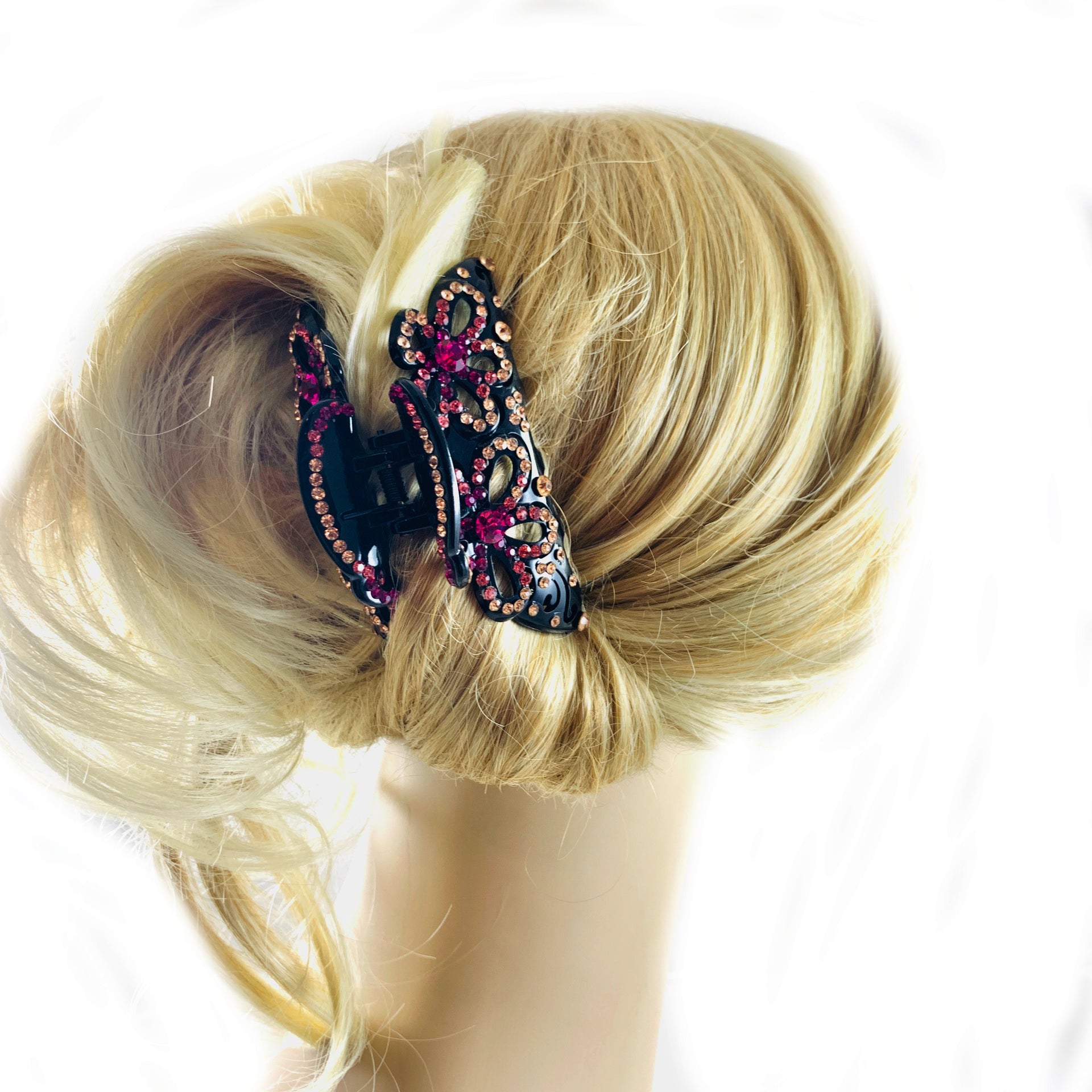 Rosine Handmade Flower Acrylic Hair Claw JAW Clip Rhinestone Crystal Hairpin, Hair Claw - MOGHANT