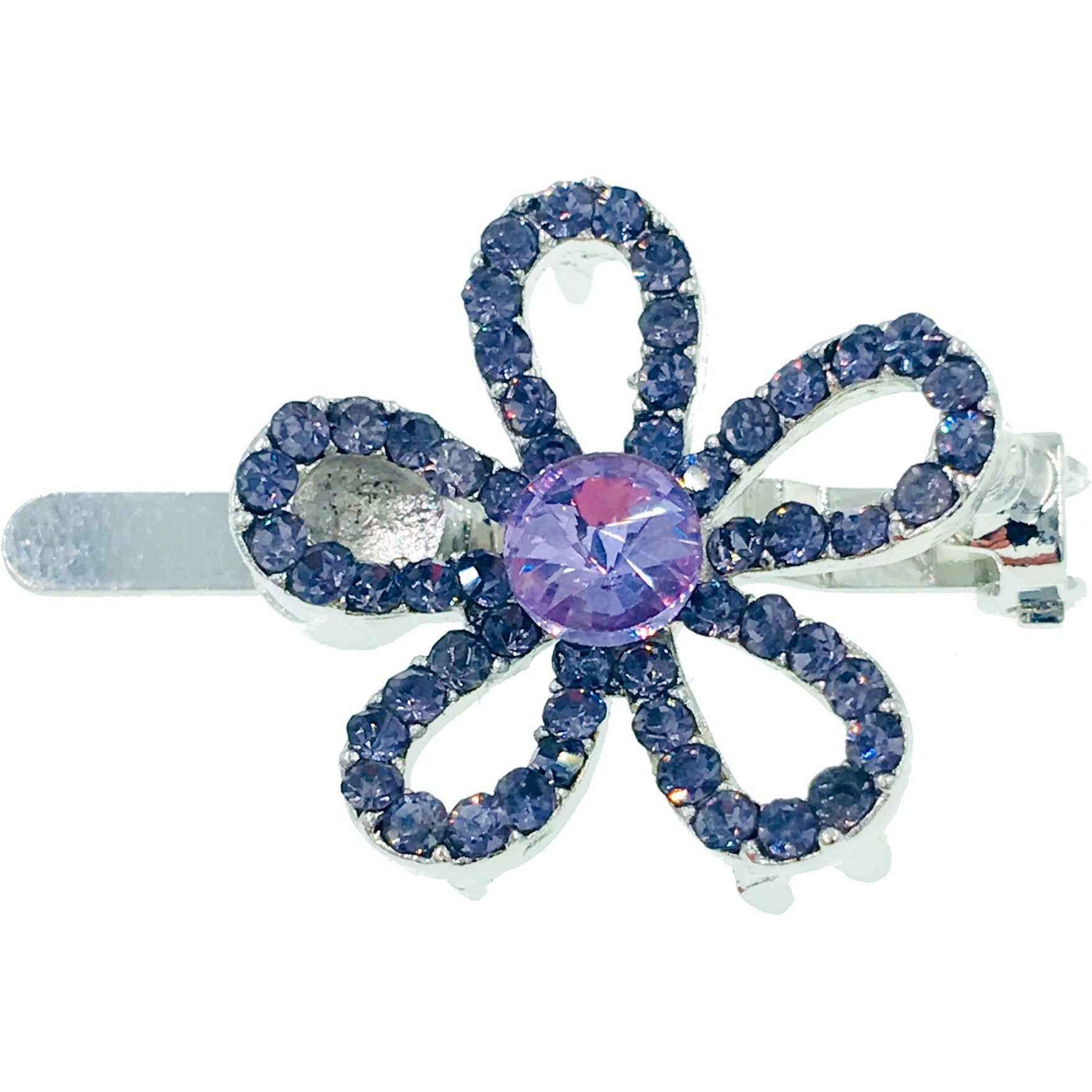 Hollow Flower Magnetic Hair Clip use Rhinestone Crystal silver base, Magnetic Clip - MOGHANT