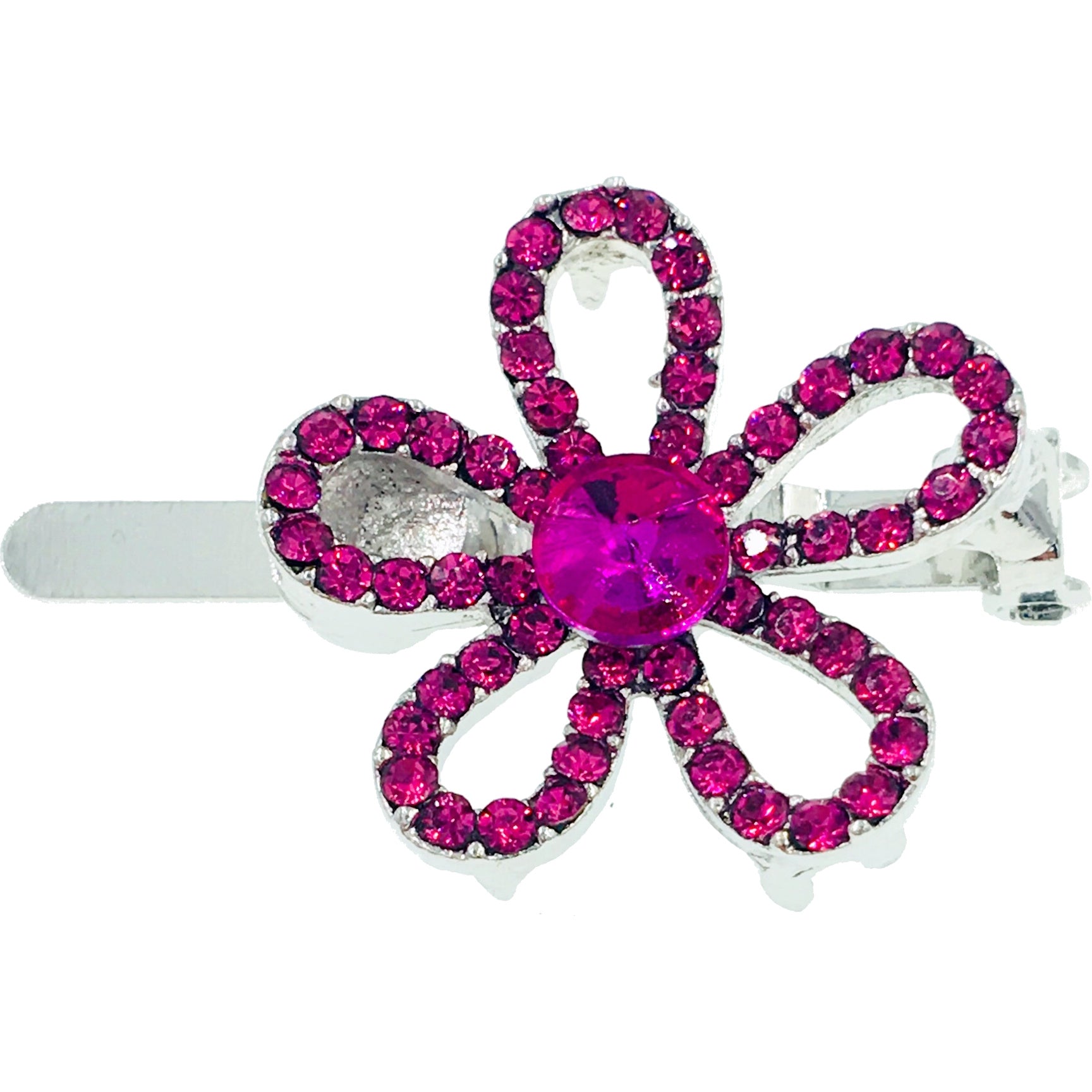 Hollow Flower Magnetic Hair Clip use Rhinestone Crystal silver base, Magnetic Clip - MOGHANT