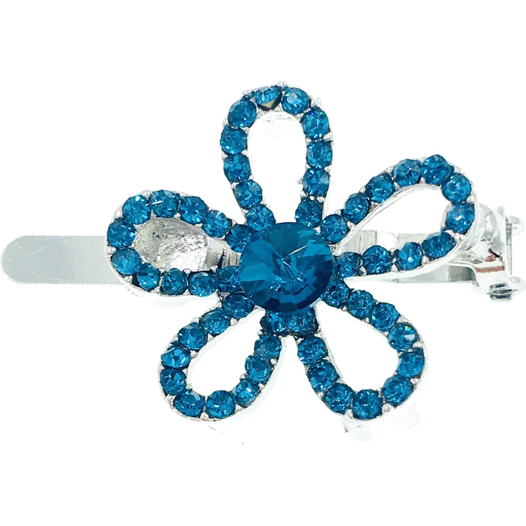 Hollow Flower Magnetic Hair Clip use Rhinestone Crystal silver base, Magnetic Clip - MOGHANT