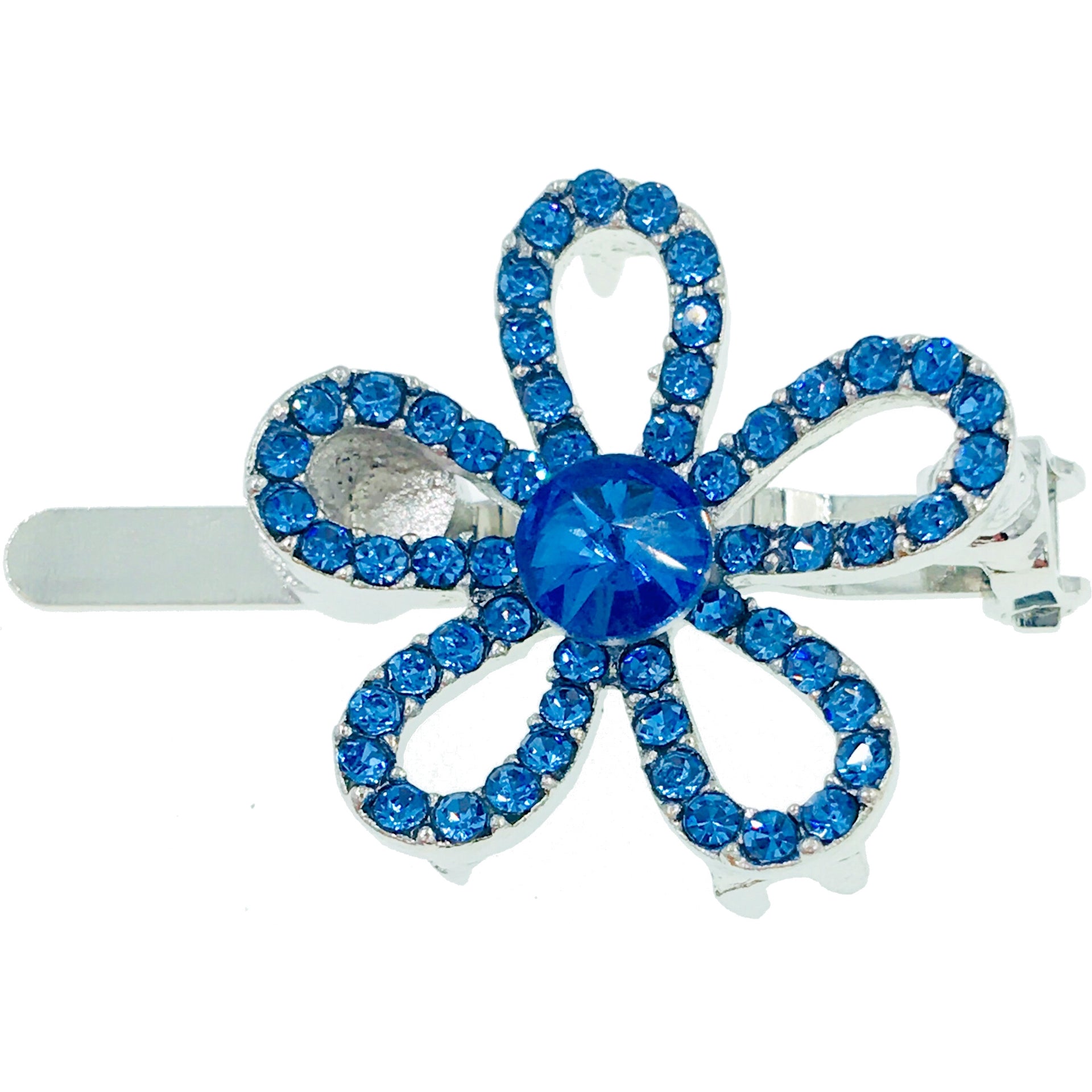 Hollow Flower Magnetic Hair Clip use Rhinestone Crystal silver base, Magnetic Clip - MOGHANT