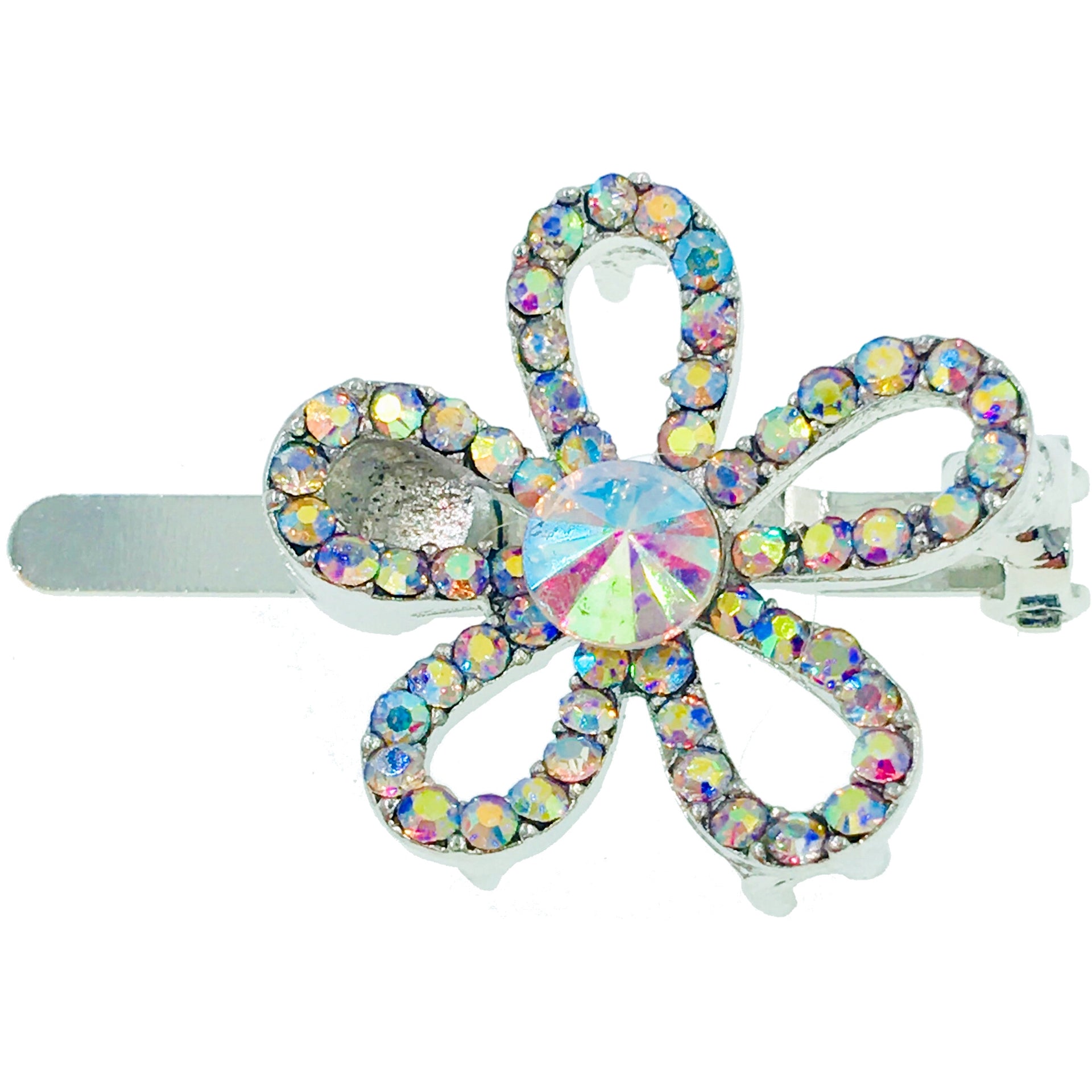 Hollow Flower Magnetic Hair Clip use Rhinestone Crystal silver base, Magnetic Clip - MOGHANT