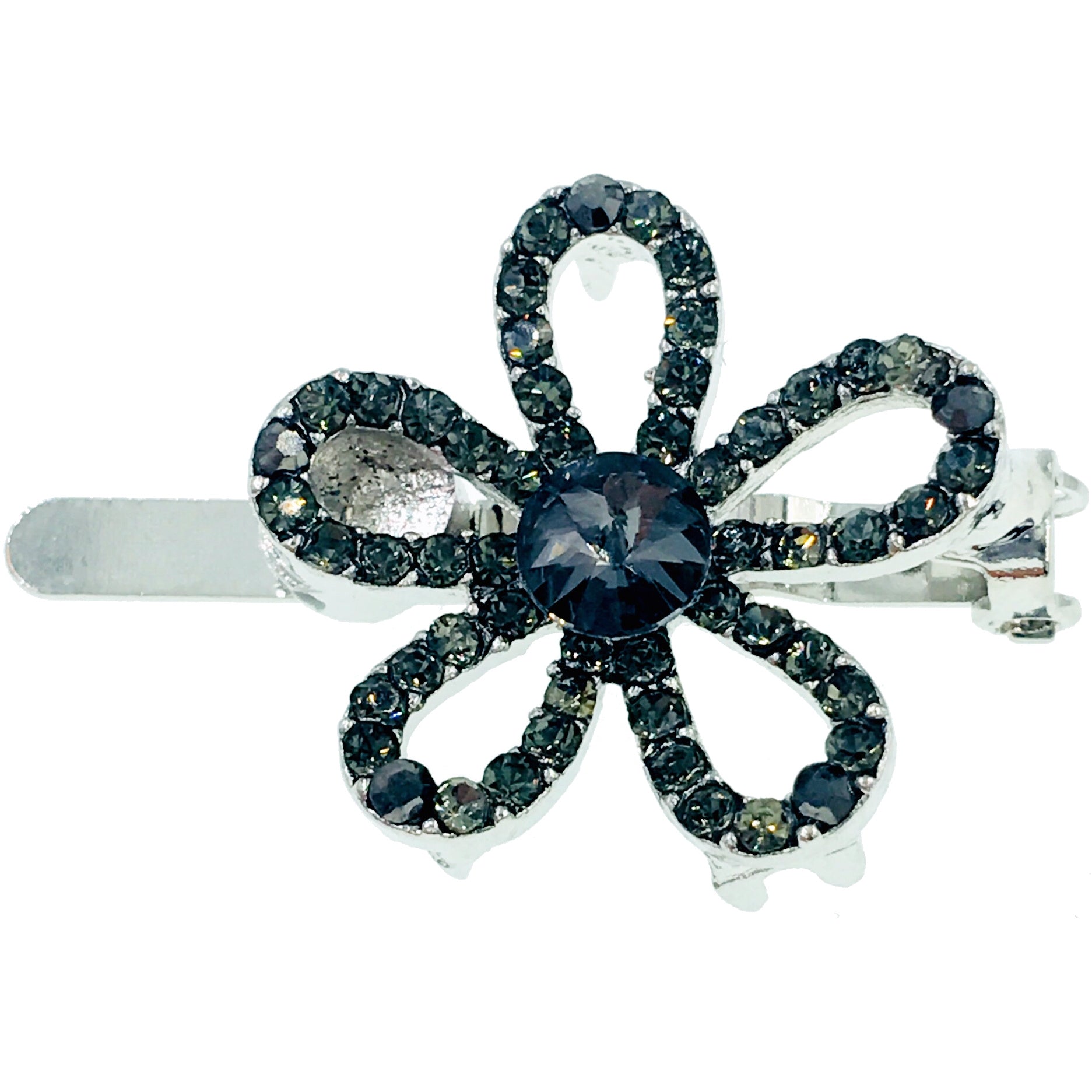 Hollow Flower Magnetic Hair Clip use Rhinestone Crystal silver base, Magnetic Clip - MOGHANT