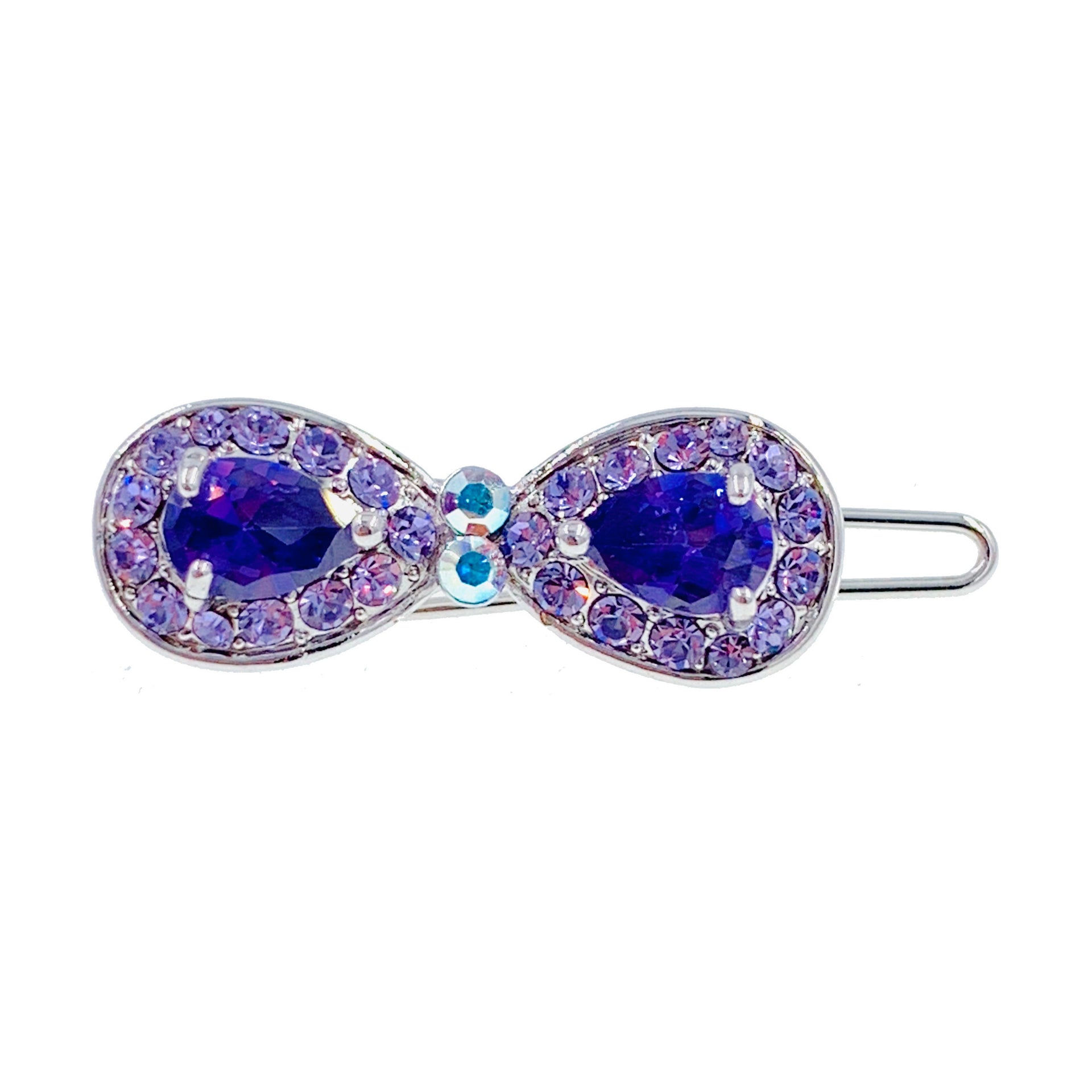 Bubble Bow Hair Clip Swarovski Crystal silver base Pink Blue Purple Clear Brown, Hair Clip - MOGHANT