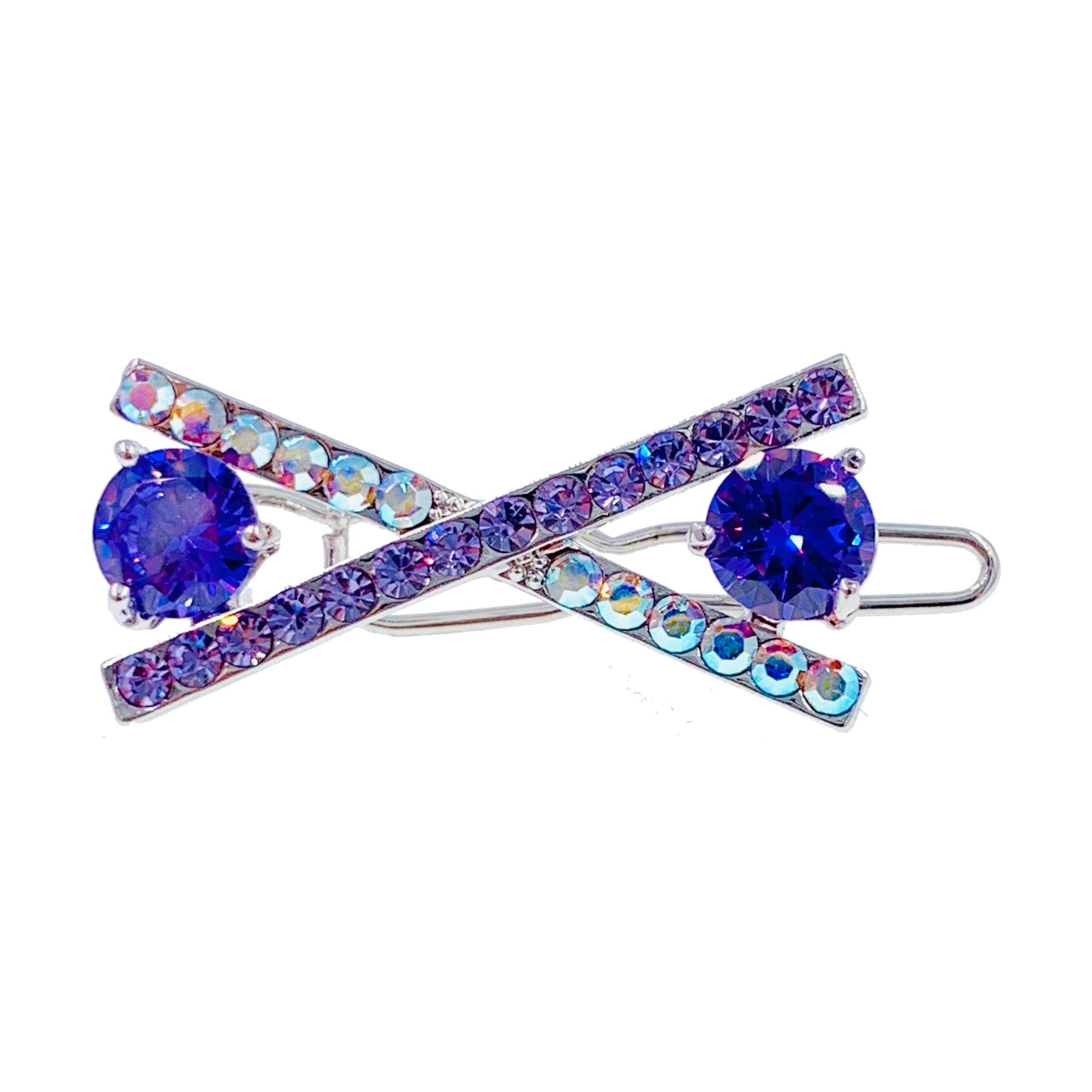Sautoir Bow Hair Clip Swarovski Crystal silver base Pink Blue Purple Clear Brown, Hair Clip - MOGHANT