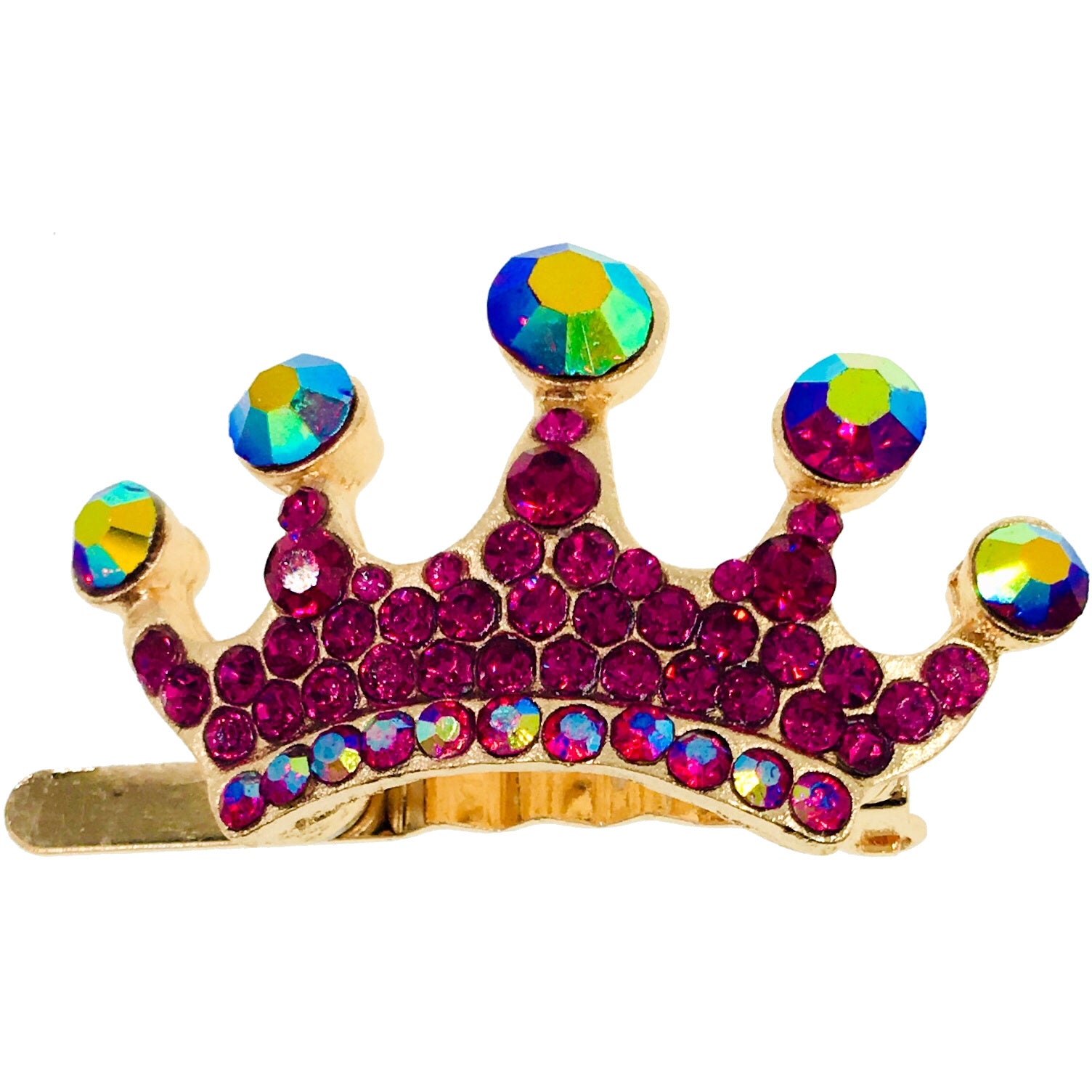 Princess Crown Magnetic Hair Clip use Rhinestone Crystal gold base, Magnetic Clip - MOGHANT