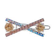 Sautoir Bow Hair Clip Swarovski Crystal silver base Pink Blue Purple Clear Brown, Hair Clip - MOGHANT