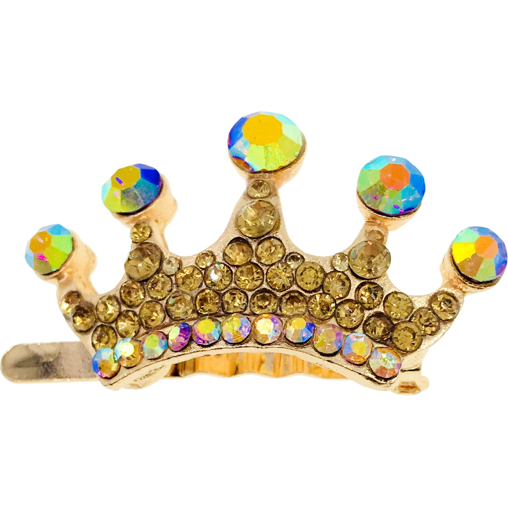 Princess Crown Magnetic Hair Clip use Rhinestone Crystal gold base, Magnetic Clip - MOGHANT