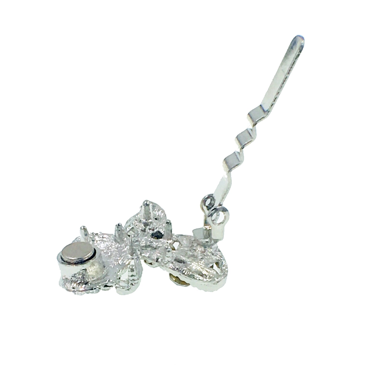 Little Butterfly Magnetic Hair Clip Rhinestone Crystal silver base, Magnetic Clip - MOGHANT