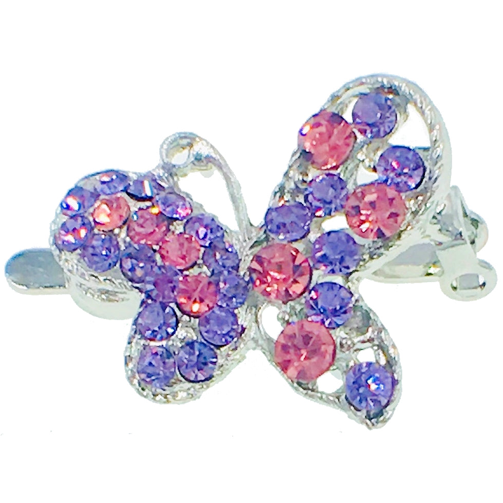 Little Butterfly Magnetic Hair Clip Rhinestone Crystal silver base, Magnetic Clip - MOGHANT