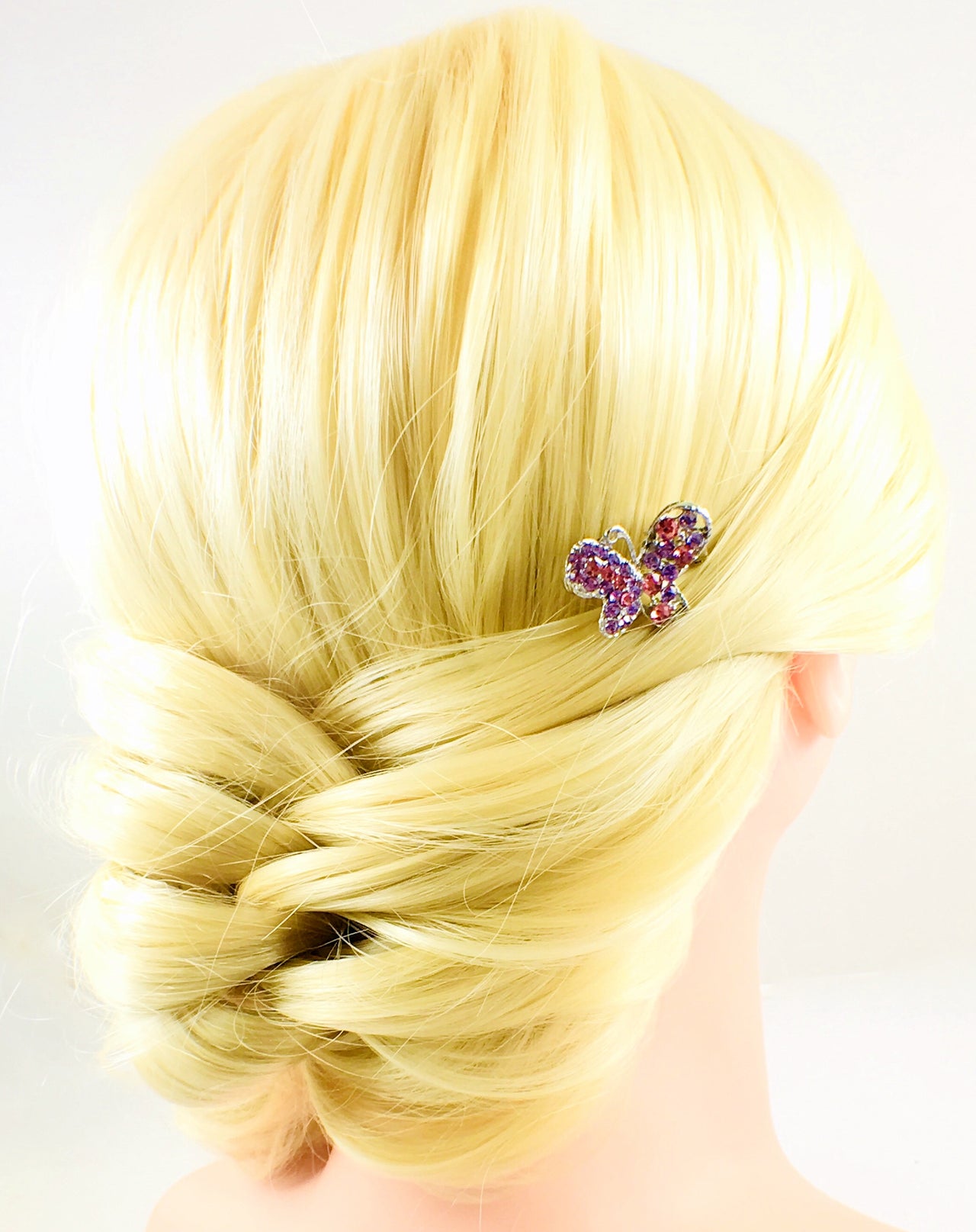 Little Butterfly Magnetic Hair Clip Rhinestone Crystal silver base, Magnetic Clip - MOGHANT