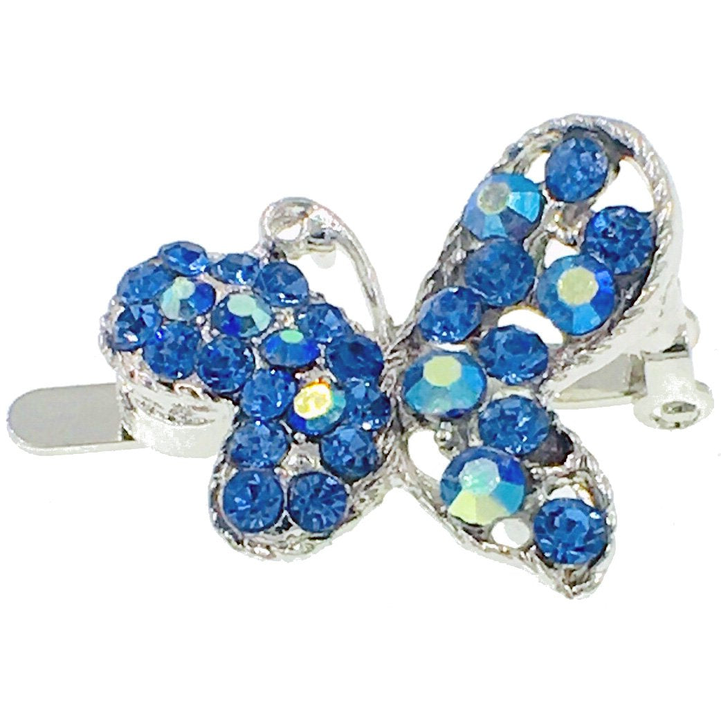 Little Butterfly Magnetic Hair Clip Rhinestone Crystal silver base, Magnetic Clip - MOGHANT
