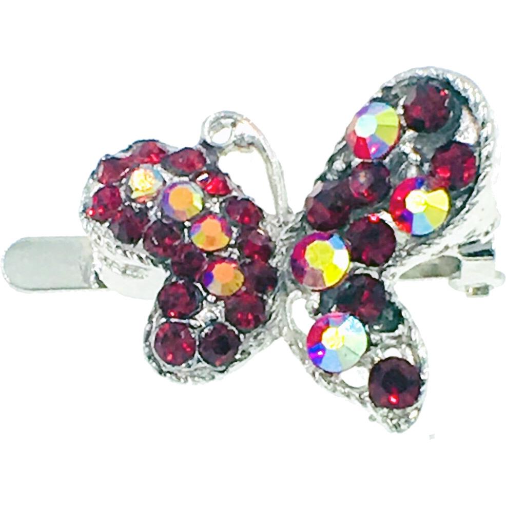 Little Butterfly Magnetic Hair Clip Rhinestone Crystal silver base, Magnetic Clip - MOGHANT