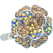 Peony Flower Magnetic Hair Clip Rhinestone Crystal silver base, Magnetic Clip - MOGHANT
