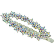 Elongated Oval Bouquet Magnetic Hair Clip Rhinestone Crystal silver base Pink Red Purple Blue Green Gray Black Brown, Magnetic Clip - MOGHANT