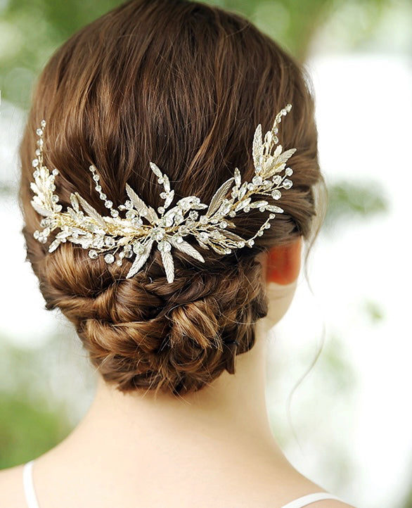 Camilla Handmade Wedding Hair Comb Clip Austrian Crystals Light Gold