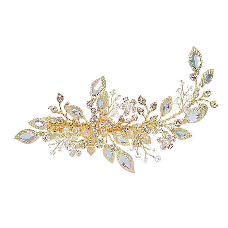 Thea Handmade Wedding Hair Comb Clip Austrian Crystals Gold