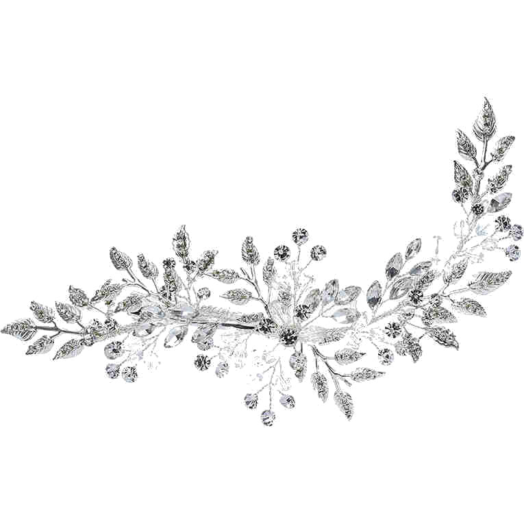Leroy Handmade Fancy Wedding Hair Comb Clip Austrian Crystals Silver