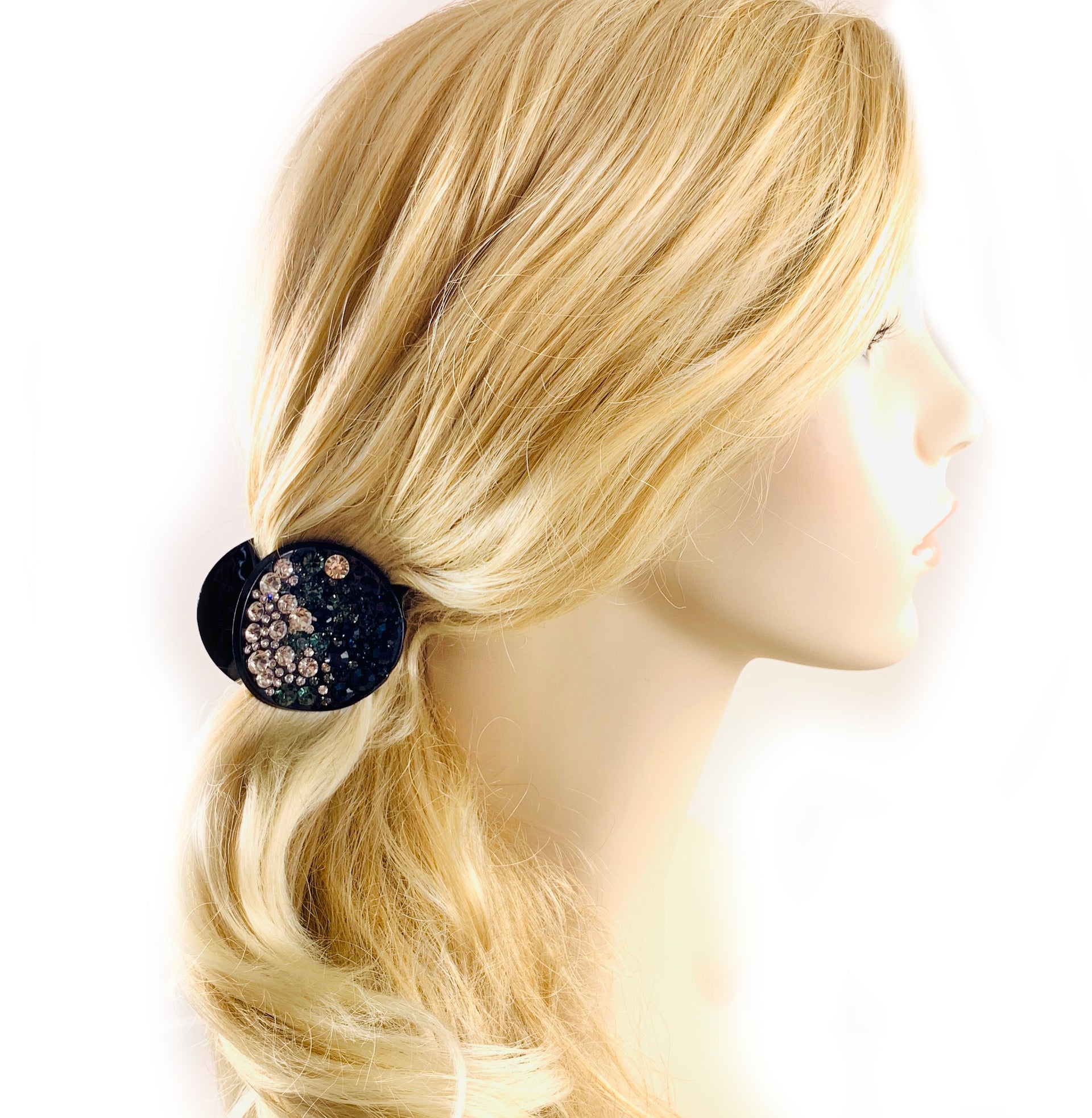 Elsie GEO Circle Handmade Acrylic Hair Claw JAW Rhinestone Crystal Hairpin, Hair Claw - MOGHANT