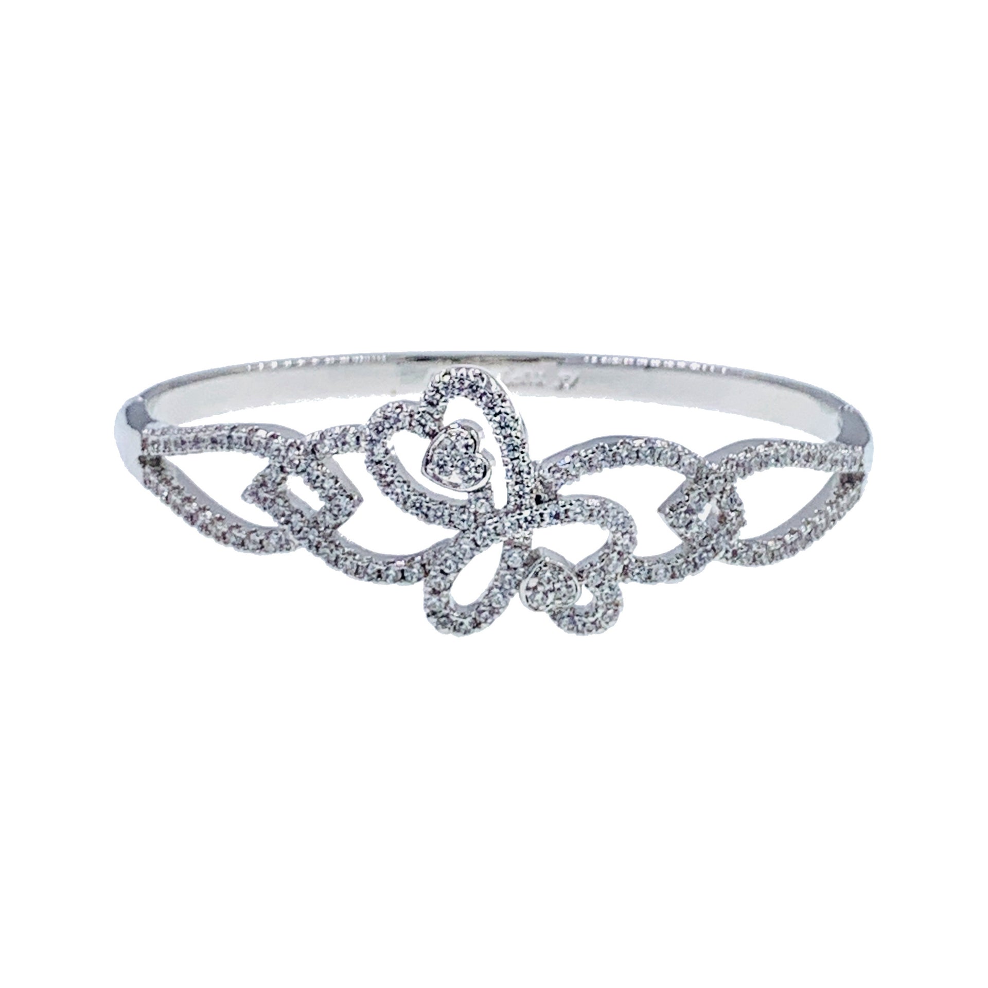 Sylvana Cubic Zirconia Bangle Bracelet Silver, Bracelet Bangle Cuff - MOGHANT