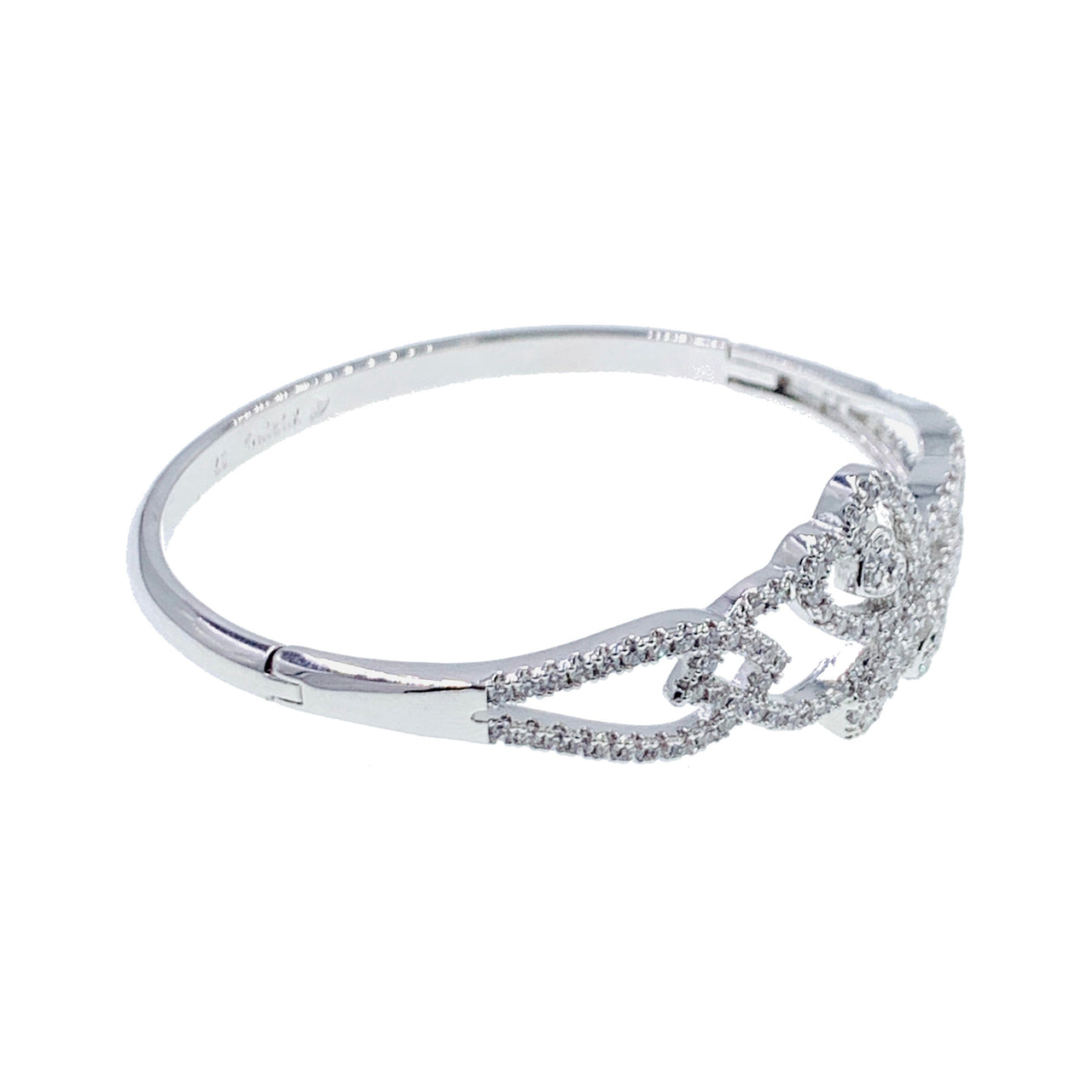Sylvana Cubic Zirconia Bangle Bracelet Silver, Bracelet Bangle Cuff - MOGHANT