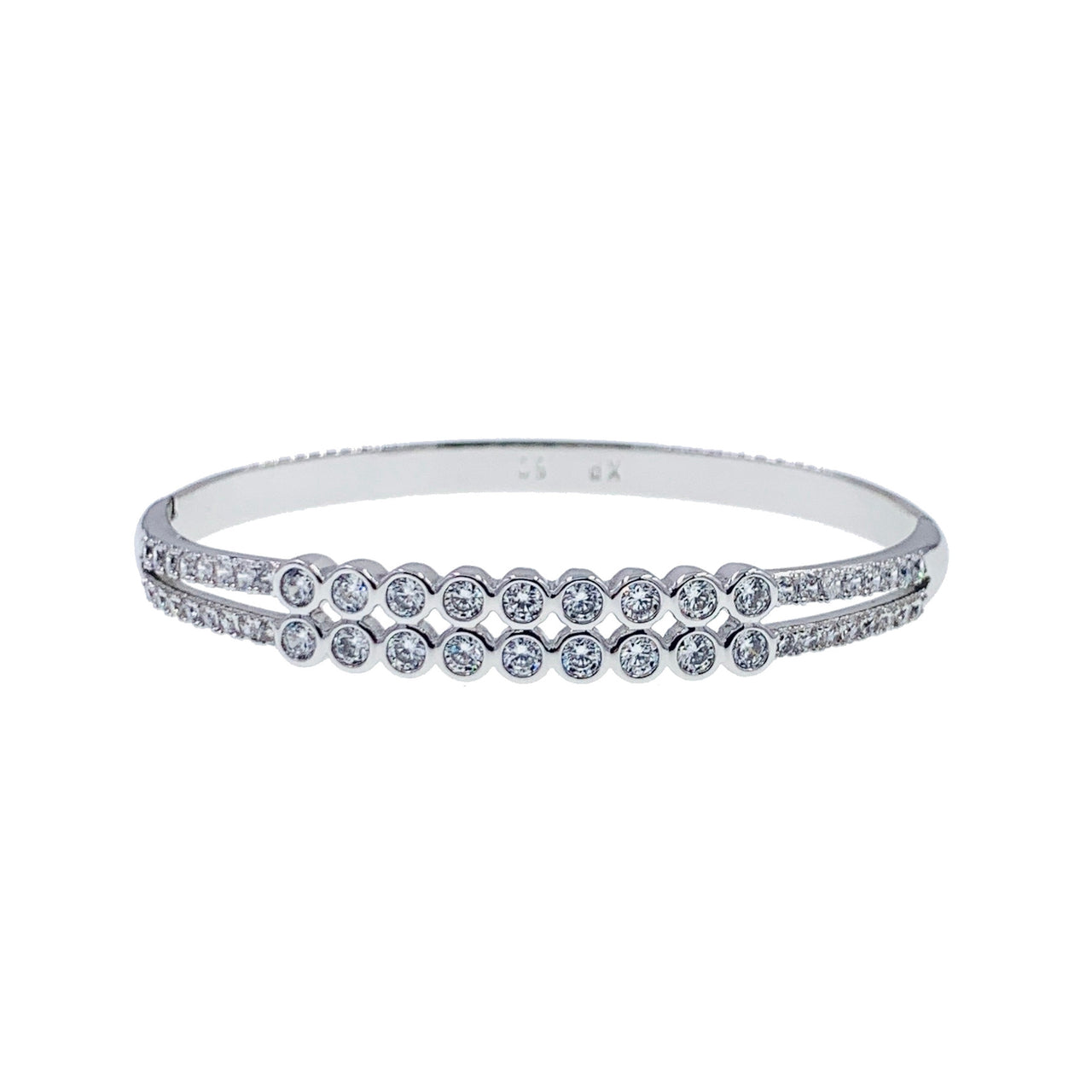 Elena Cubic Zirconia Bangle Bracelet Silver, Bracelet Bangle Cuff - MOGHANT