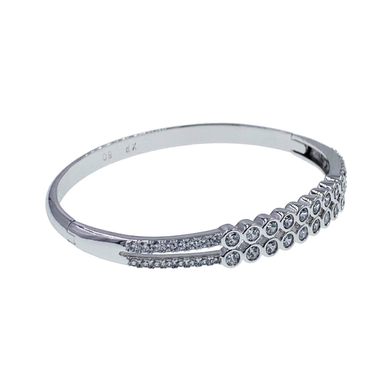 Elena Cubic Zirconia Bangle Bracelet Silver, Bracelet Bangle Cuff - MOGHANT