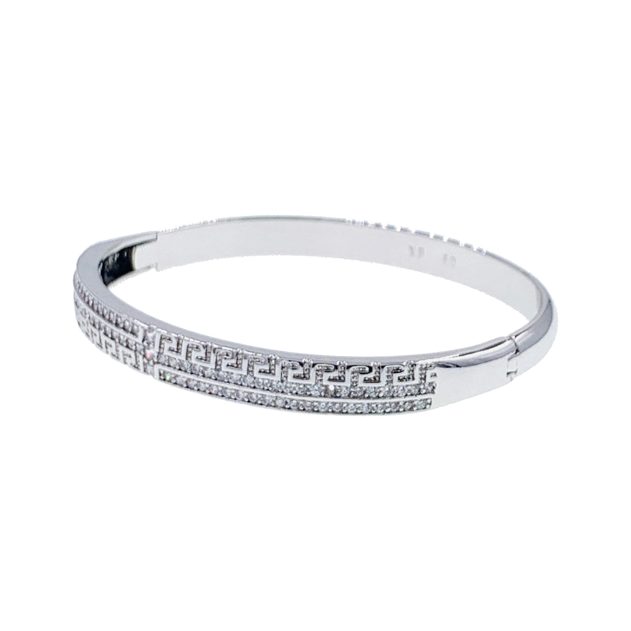 Oriane Stud Cubic Zirconia Bangle Bracelet Silver, Bracelet Bangle Cuff - MOGHANT